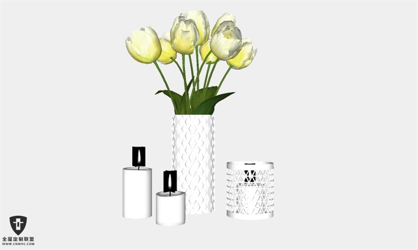 室内花瓶摆设向日葵装饰品SketchUp模型库草图大师模型下载Vase-092