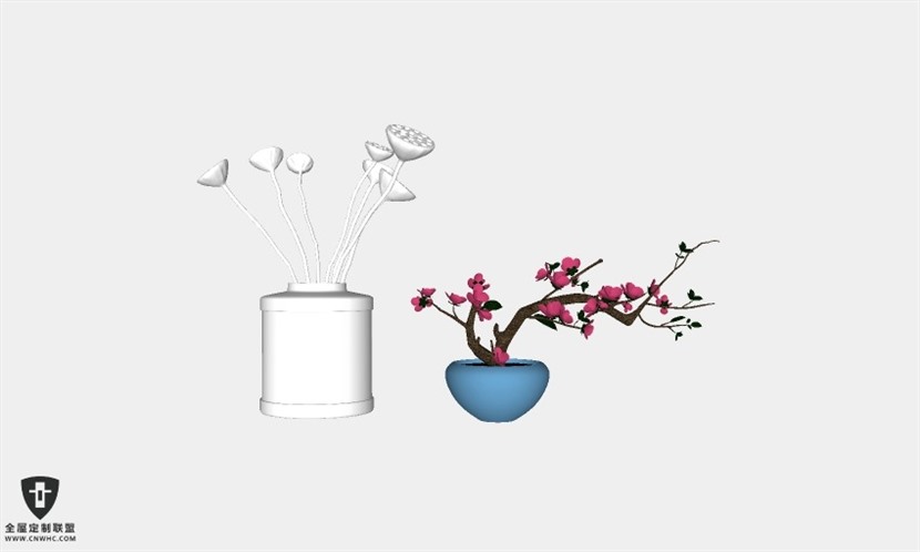 室内花瓶摆设向日葵装饰品SketchUp模型库草图大师模型下载Vase-097