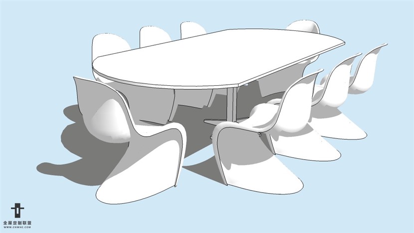 SketchUp精品桌子椅子模型草图大师桌椅组合模型下载-034SKP模型