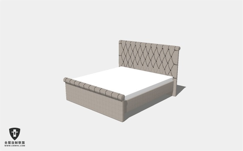 卧室家具双人床SketchUp模型库草图大师模型下载Bed-009