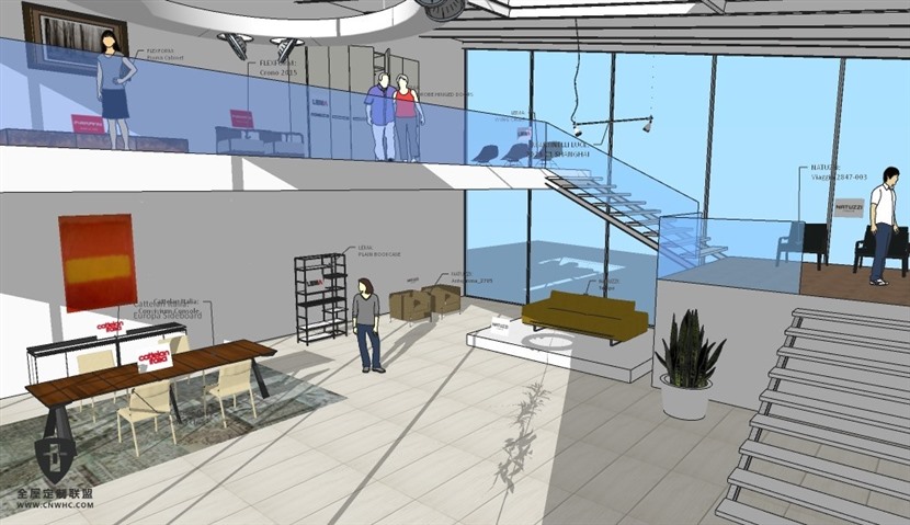 SketchUp草图大师国外家具展厅设计方案室内场景SU模型下载0029