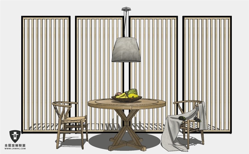 SketchUp草图大师现代混搭餐厅软装家具模型下载0033