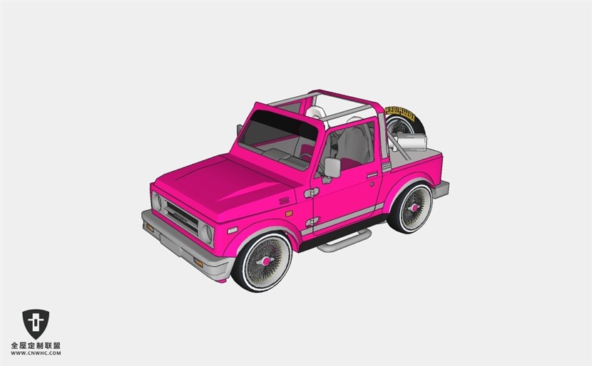 日本铃木汽车1988 SUZUKI SAMURAI SJ-410 越野轿车SketchUp模型库草图大师模型下载