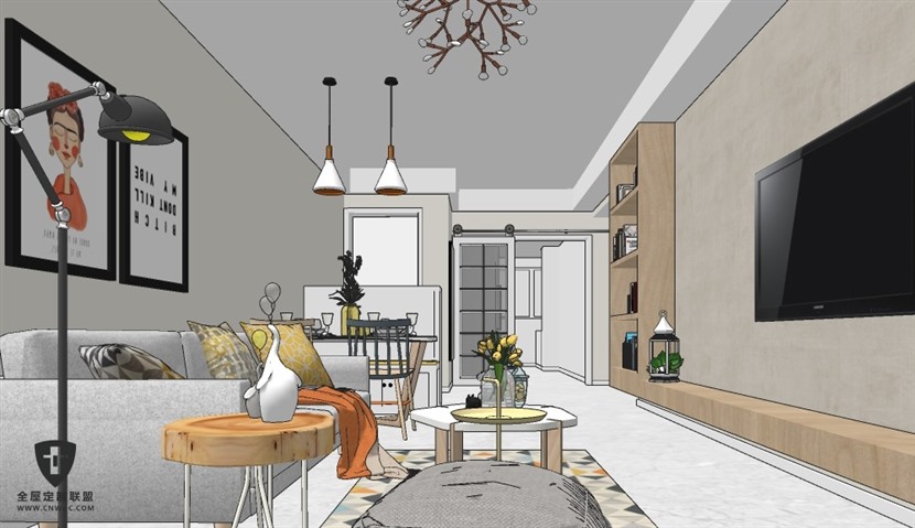 SketchUp草图大师北欧风格室内整体家装SU模型下载0014