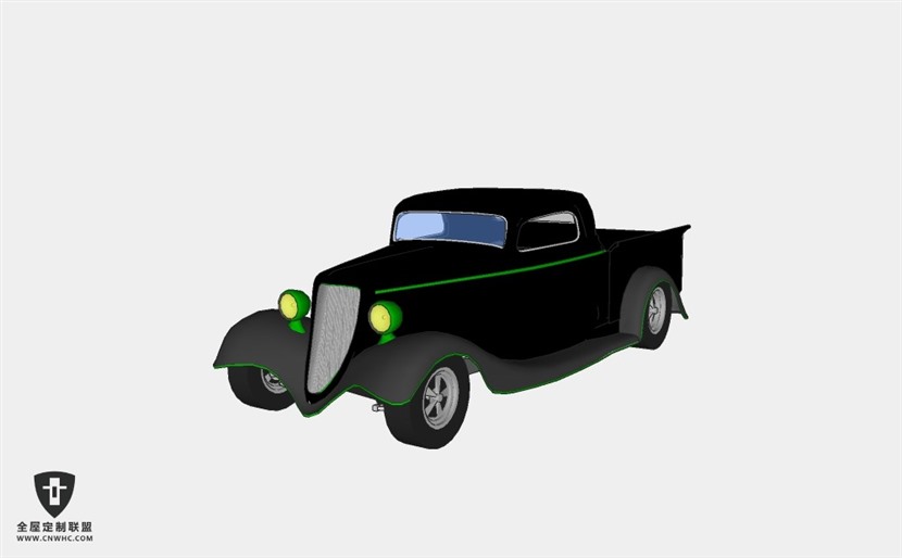 福特汽车Hot_Rod_Truck老爷车古董车SketchUp模型库草图大师模型下载