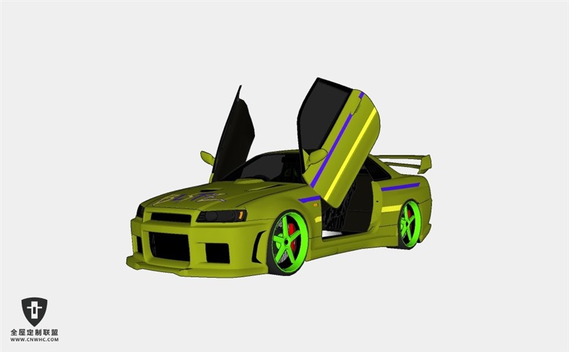 东风日产汽车Nissan Skyline tuned超级跑车赛车 SketchUp模型库草图大师模型下载