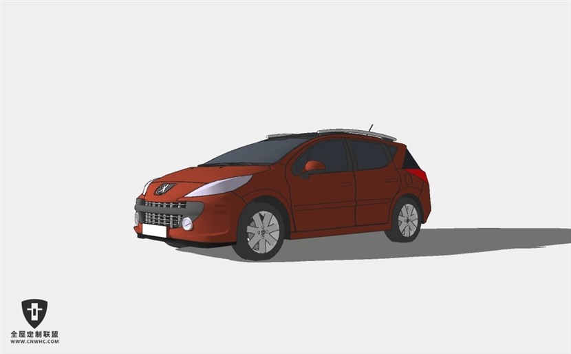 法国标志轿车Peugeot 207 SW两厢小轿车 SketchUp模型库草图大师模型下载