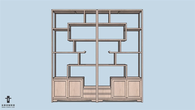 SketchUp草图大师中式风格家具博古架SU模型下载-104SKP模型