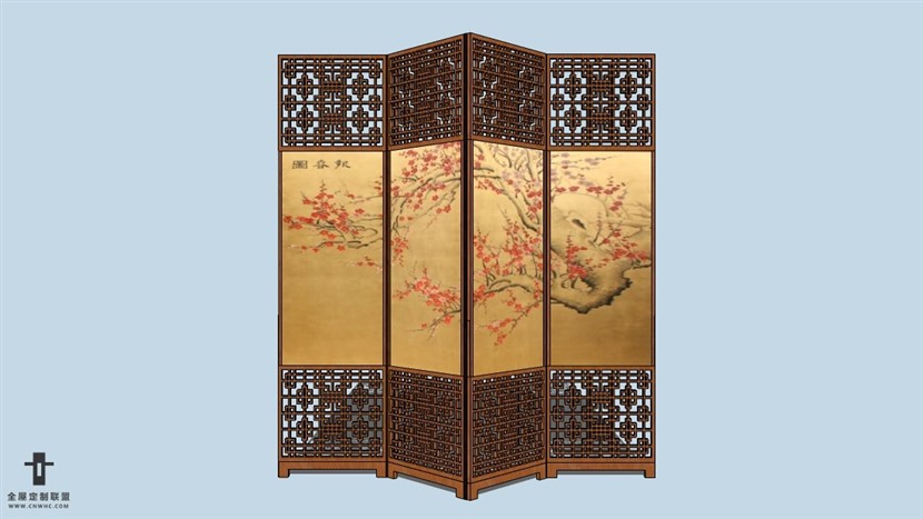 SketchUp草图大师中式风格家具屏风SU模型下载-114