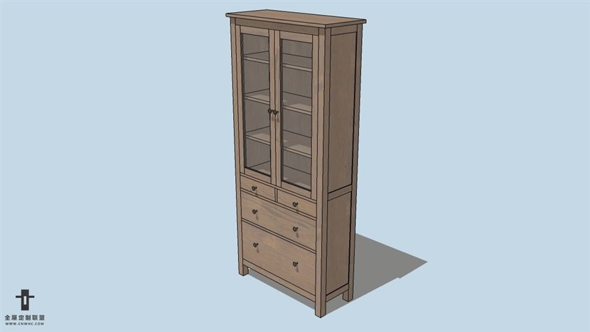 SketchUp草图大师宜家现代风格边柜skp模型下载-123