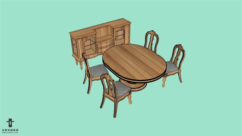 SketchUp草图大师桌椅组合模型下载-010