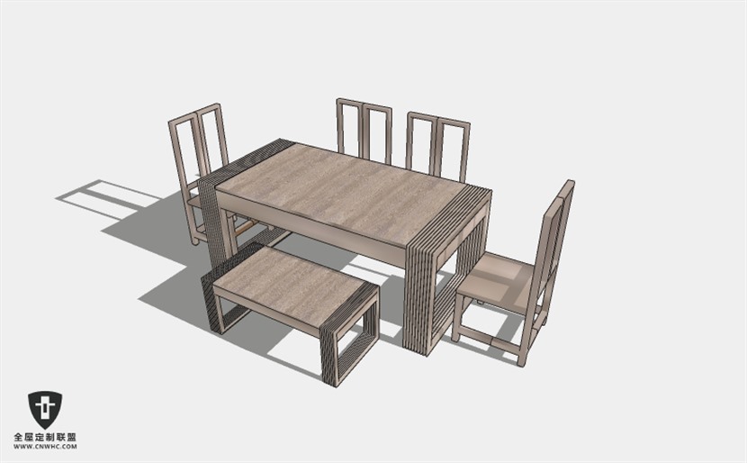 餐厅家具餐桌椅字组合SketchUp模型库草图大师模型下载156