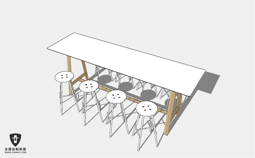 餐厅家具餐桌椅字组合SketchUp模型库草图大师模型下载168