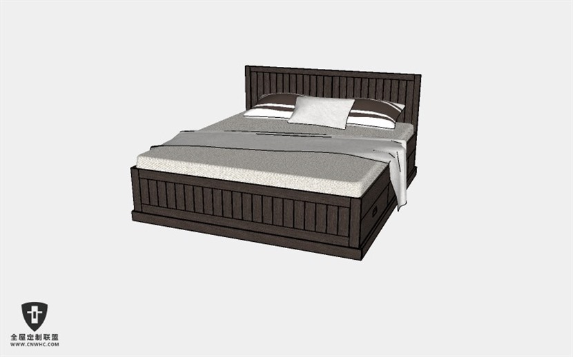 卧室家具双人床SketchUp模型库草图大师模型下载Bed-045