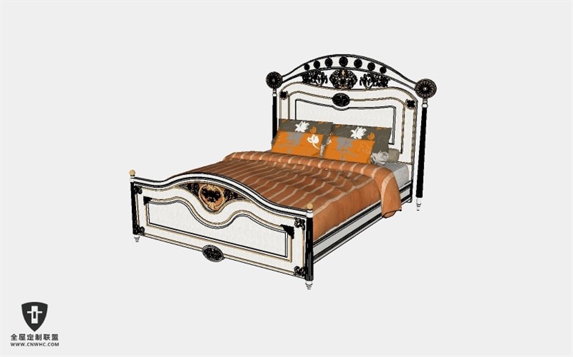 卧室家具单人床SketchUp模型库草图大师模型下载Bed-056