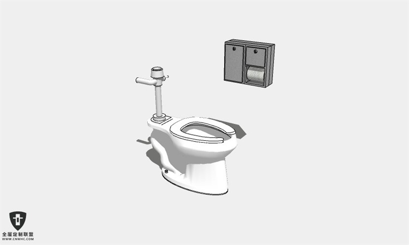 浴室卫浴洁具抽水马桶坐便器厕纸组合SketchUp模型库草图大师模型下载070