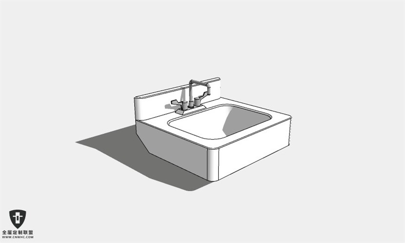 浴室卫浴洁具洗手池台盆SketchUp模型库草图大师模型下载084