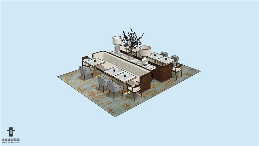 SketchUp精品桌子椅子模型草图大师桌椅组合模型下载-092