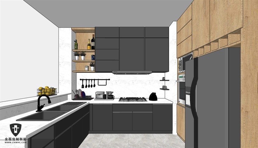SketchUp草图大师现代北欧风格室内整体厨房SU模型下载0035