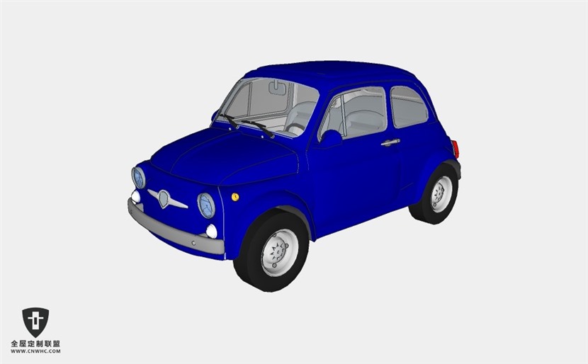 菲亚特轿车Fiat 500Blue两厢轿车 SketchUp模型库草图大师模型下载