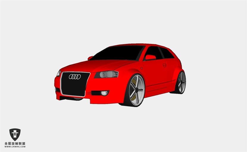 奥迪轿车小汽车Modified Audi A3 With Wide Body Kit  SketchUp模型库草图大师模型下载