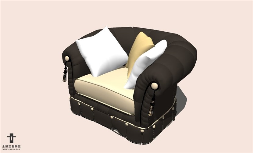 SketchUp草图大师单人沙发SU模型下载-Sofa-128SKP模型