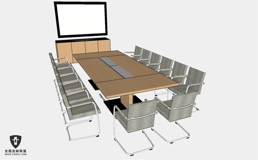 办公室家具会议桌椅组合SketchUp模型库草图大师模型下载053