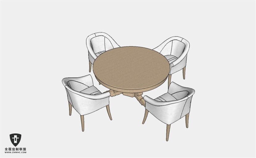 餐厅家具餐桌椅字组合SketchUp模型库草图大师模型下载175