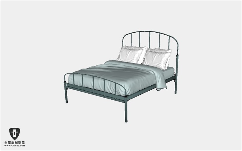 卧室家具双人床SketchUp模型库草图大师模型下载Bed-065