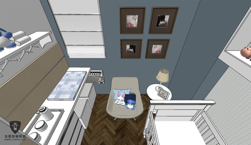 SketchUp草图大师北欧室内整体儿童房SU模型下载0050