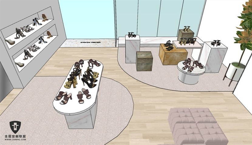 SketchUp草图大师精品女鞋专卖商店室内场景SU模型下载0041