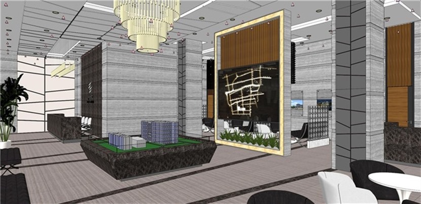 SketchUp草图大师现代风售楼中心售楼处室内外场景SU模型下载0072