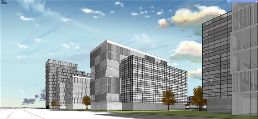 草图大师厂区建筑模型SketchUp现代风格工业园区SU模型下载0152