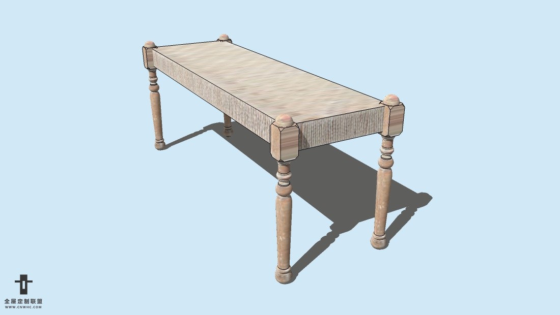 SketchUp草图大师精品欧式床尾凳模型下载-Footboard chair-006SKP模型