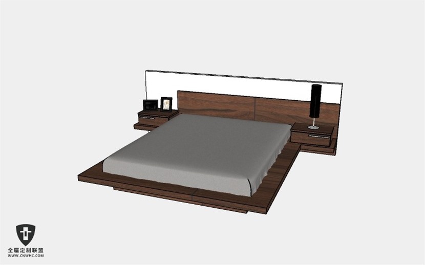 卧室家具双人床SketchUp模型库草图大师模型下载Bed-093