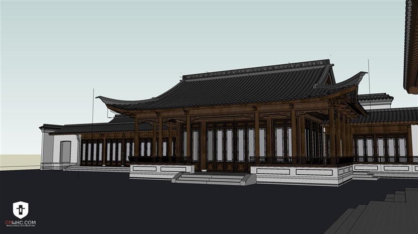 草图大师室外建筑模型SketchUp中式四合院SU模型0188