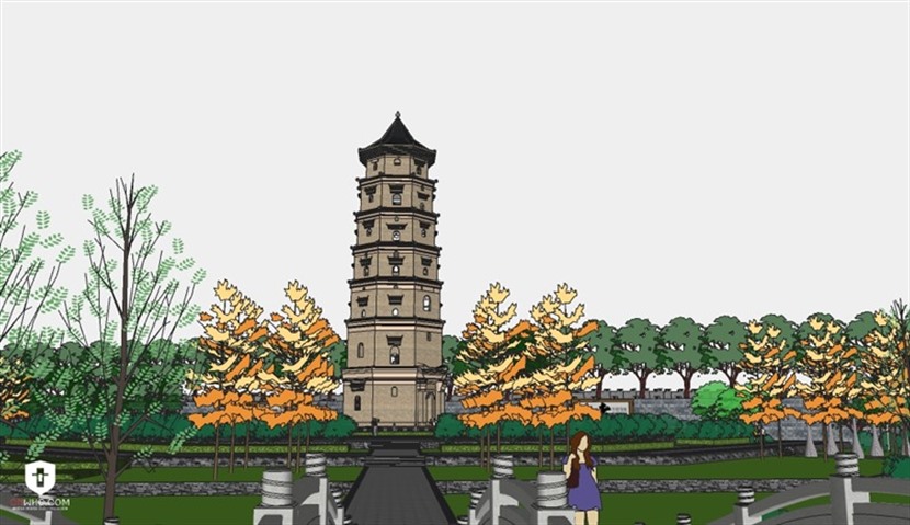 草图大师园林景观模型SketchUp北塔公园SU模型下载0156