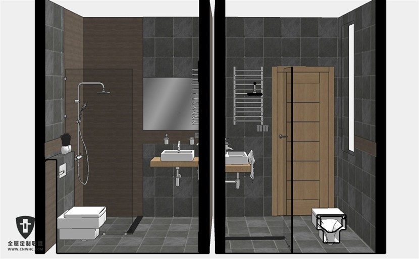 SketchUp草图大师北欧浴室卫生间室内整体SU模型下载0081