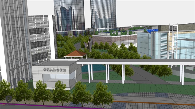 草图大师厂区建筑模型SketchUp新疆创业园SU模型下载0153