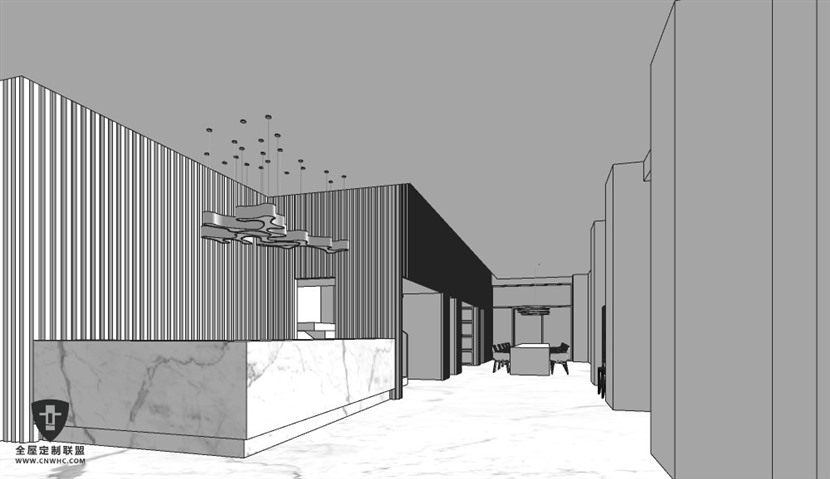 SketchUp草图大师极简办公空间概念方案室内场景SU模型下载0081