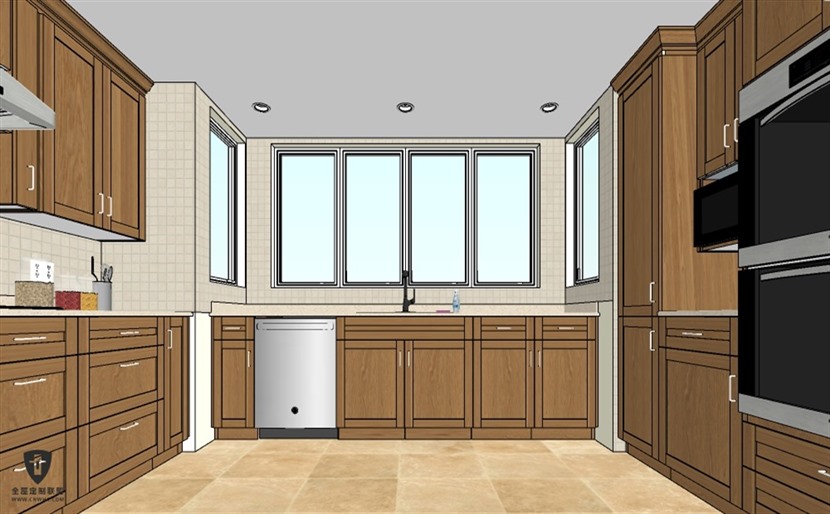 SketchUp草图大师现代风格整体厨房餐厅室内SU模型下载0096