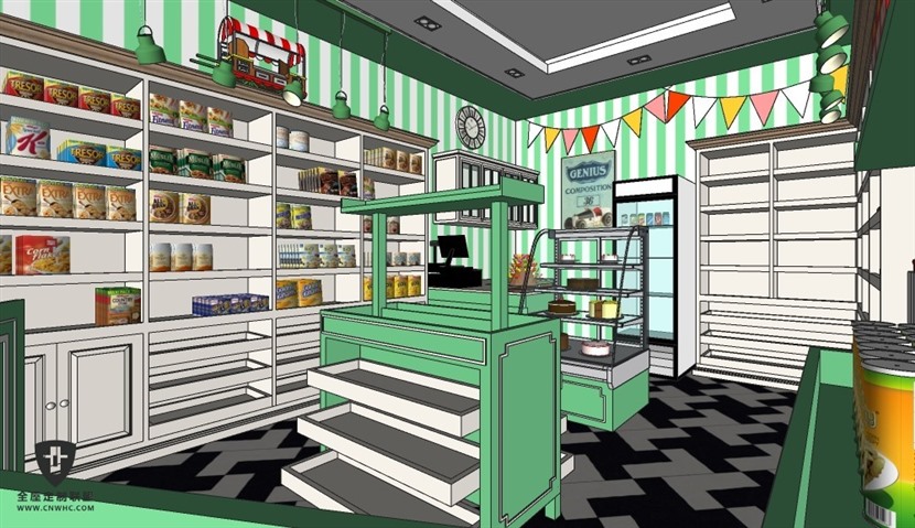 SketchUp草图大师糖果商店室内外场景SU模型下载0066