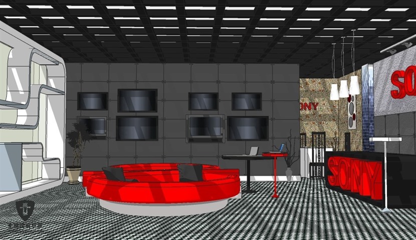 SketchUp草图大师索尼专卖店大堂场景SU模型下载0089