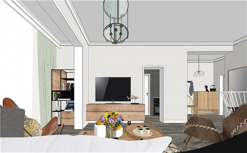 SketchUp草图大师现代风格室内整体SU模型下载0108