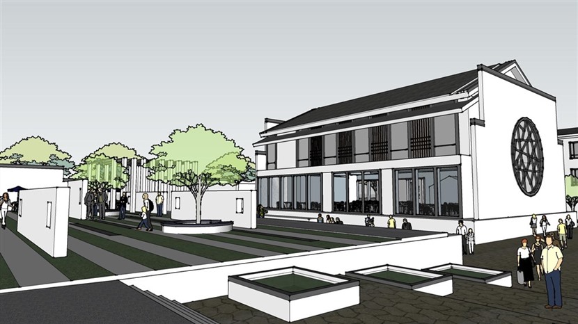 草图大师徽派建筑模型SketchUp新中式学校SU模型0209