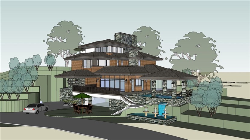草图大师徽派建筑模型SketchUp新中式草原别墅SU模型0210