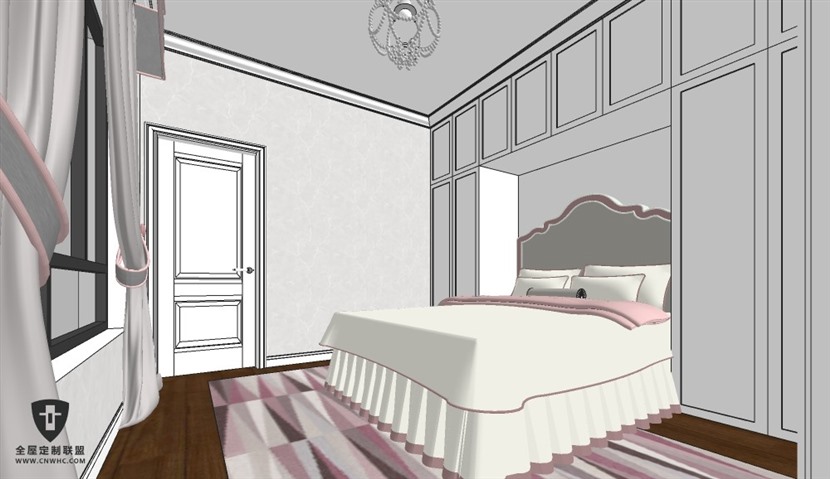 SketchUp草图大师传统美式儿童房室内设计方案SU模型下载0122