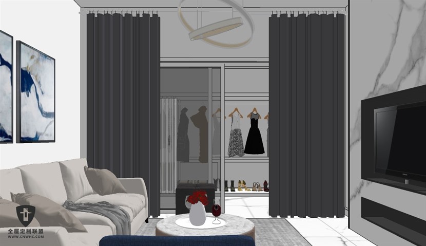 SketchUp草图大师LOFT小户型室内整体设计方案SU模型下载0130