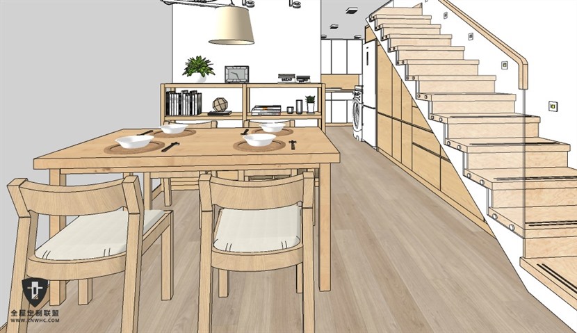 SketchUp草图大师日式风格复试公寓室内整体设计方案SU模型下载0132