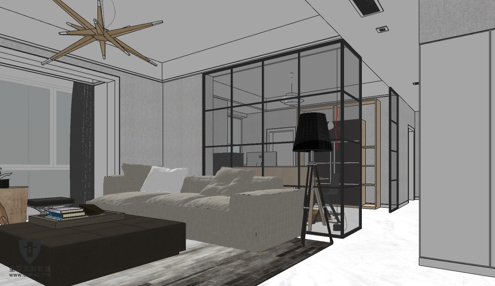 SketchUp草图大师北欧风格室内整体设计方案SU模型下载0136